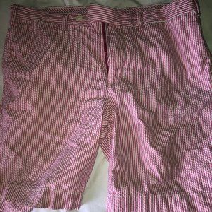 Used Ralph Lauren 36 Waist Seersucker Khaki Shorts